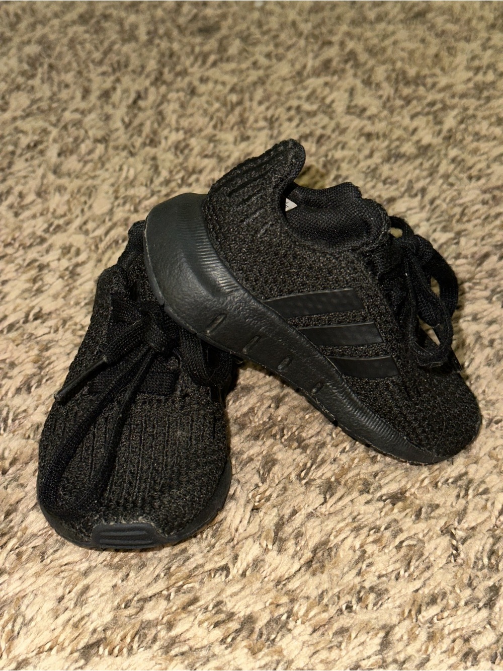 Adidas Baby Black Swift Run Lace Up Low Top Athletic Sneaker Shoes